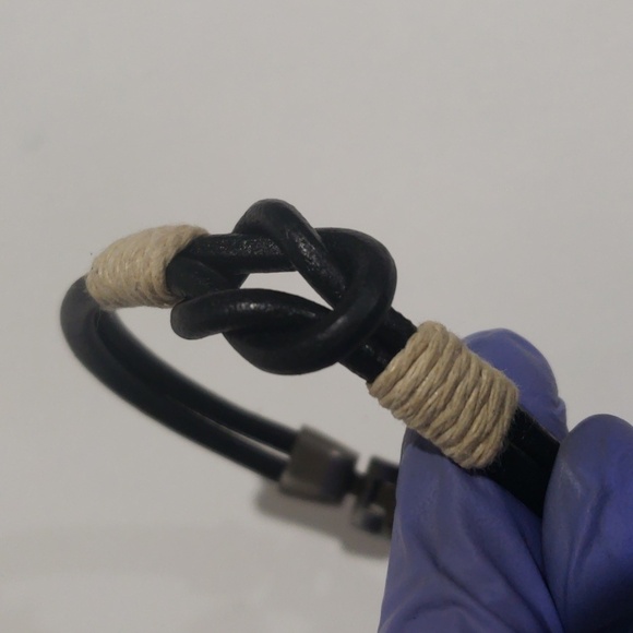 Black Leather Knot Bracelet with Beige Wrap – Adjustable Unisex Boho  Wristwear - Picture 7 of 9